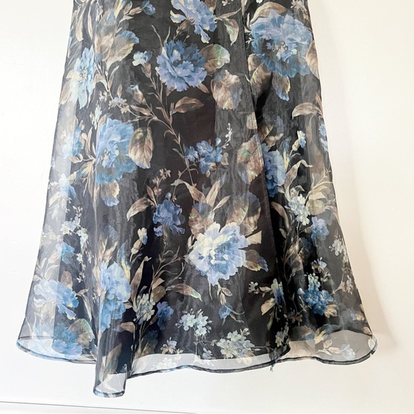 Lulus Stunning Elegance Black Floral Organza Maxi Dress Romantic Gown Small - Picture 6 of 16